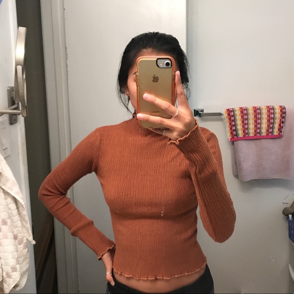 burnt orange mock turtleneck